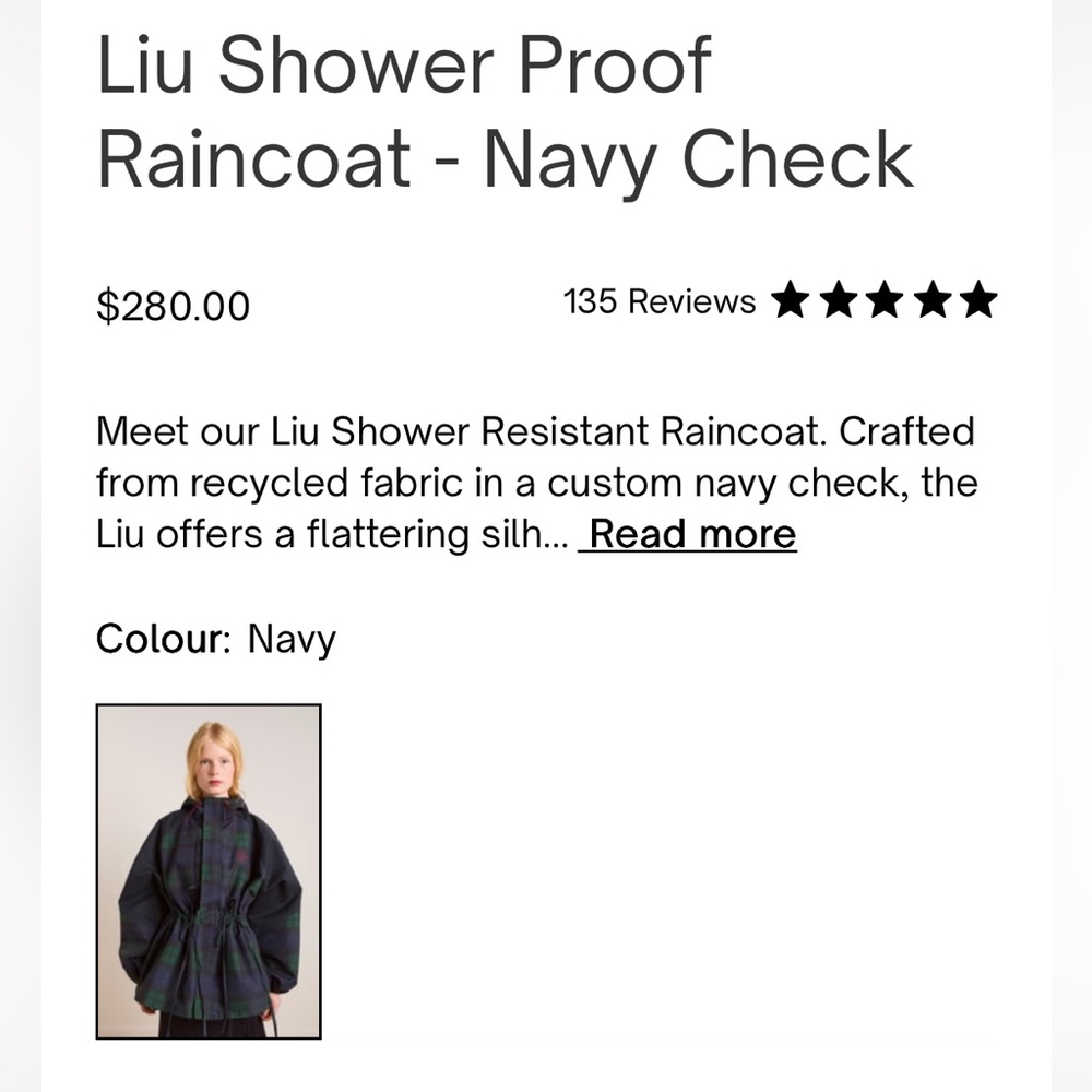 Liu Shower Proof Raincoat - Navy Check Damson Madder - Picture 2 of 7